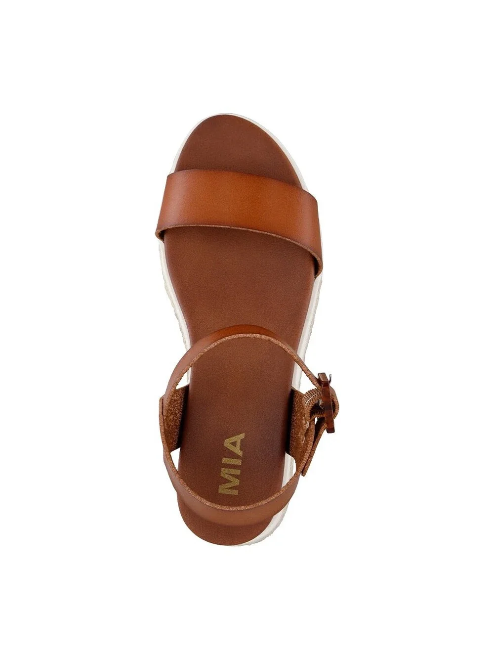 New In Box MIA Women's Cognac Leather Platform Sandals Sz 8.5